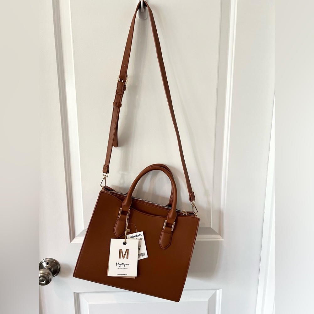 NWT Miztique Cognac Leather Handbag - Picture 2 of 7